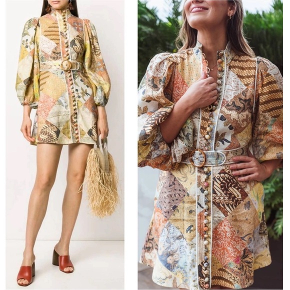 Zimmermann Multicolor Patchwork Mini Dress - Picture 2 of 6